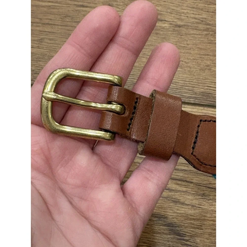 Leather Man Ltd. Blue Green Top Grain Leather Belt Sze 24 Fishing Fish Youth Boy